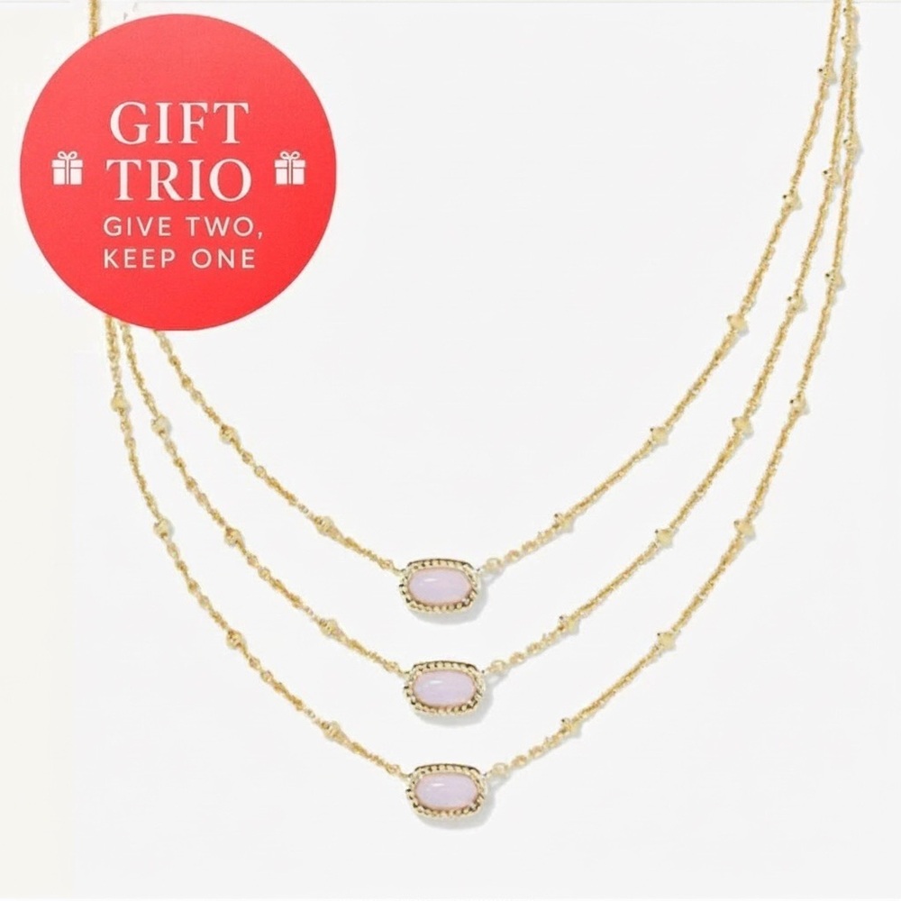 Kendra Scott Mini Elisa Necklaces. 3 Gold & Pink Opalite. NIB Holiday Gifts